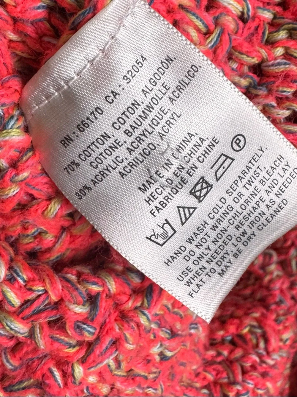 Moth Coral Textured Crewneck Sweater with Patch Pockets